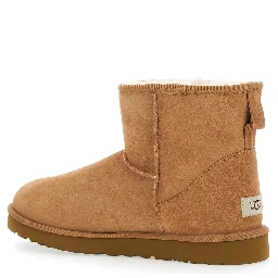 Boots Classic Mini with Logo Patch on the Back and Fur Lining in Brown Suede for Men