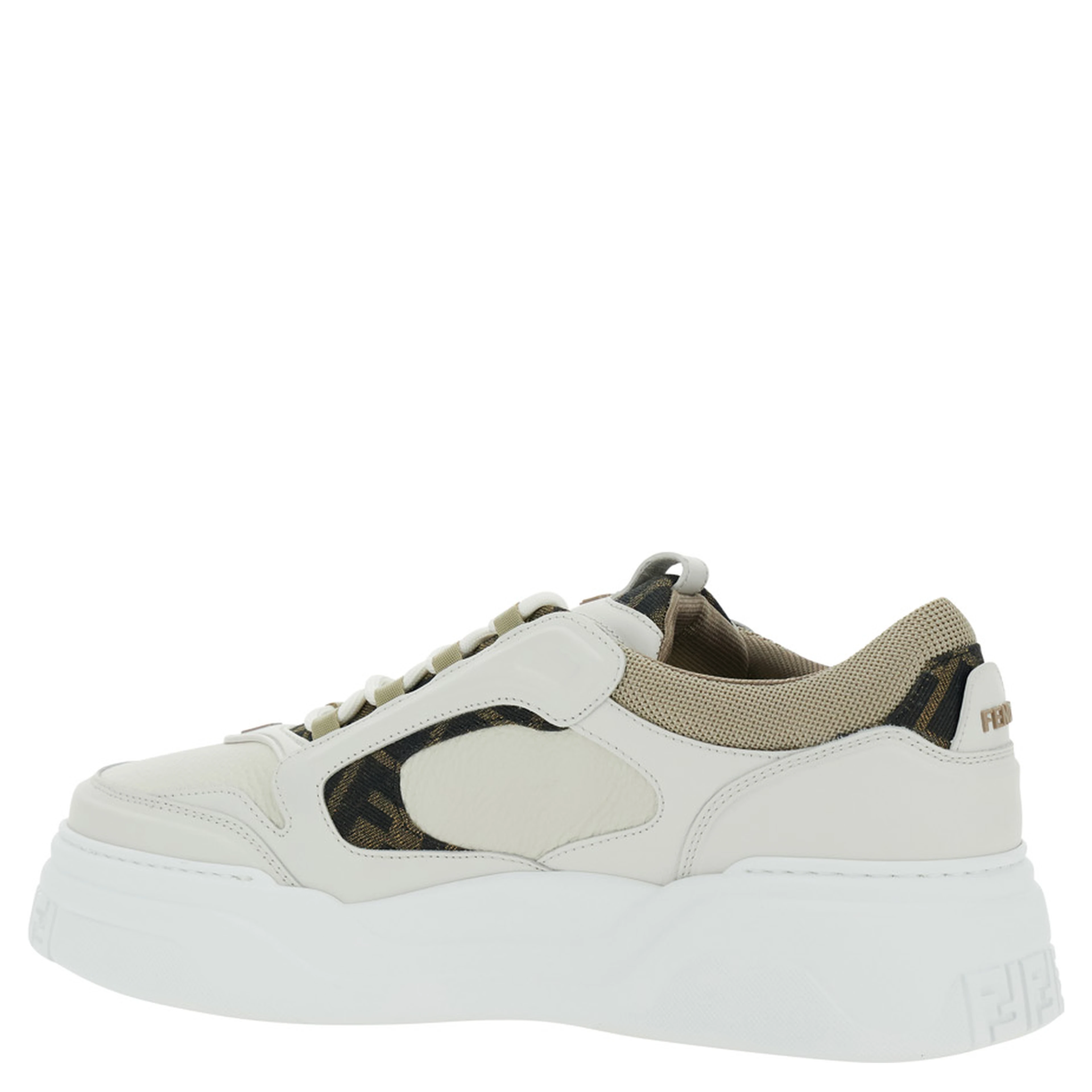 Sneaker Force with FF Jacquard Details and Chunky Leather Sole White Men