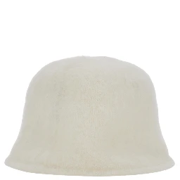 Dalmazia White Bucket hat with wide brim in blend wool for women