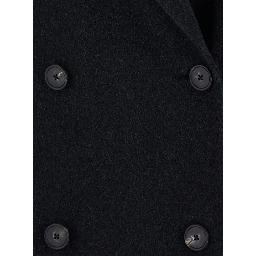 Womens gray coat in fabric with collar and long sleeves