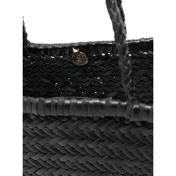 Small Tote Bag Triple Jump in Black Woven Leather Woman