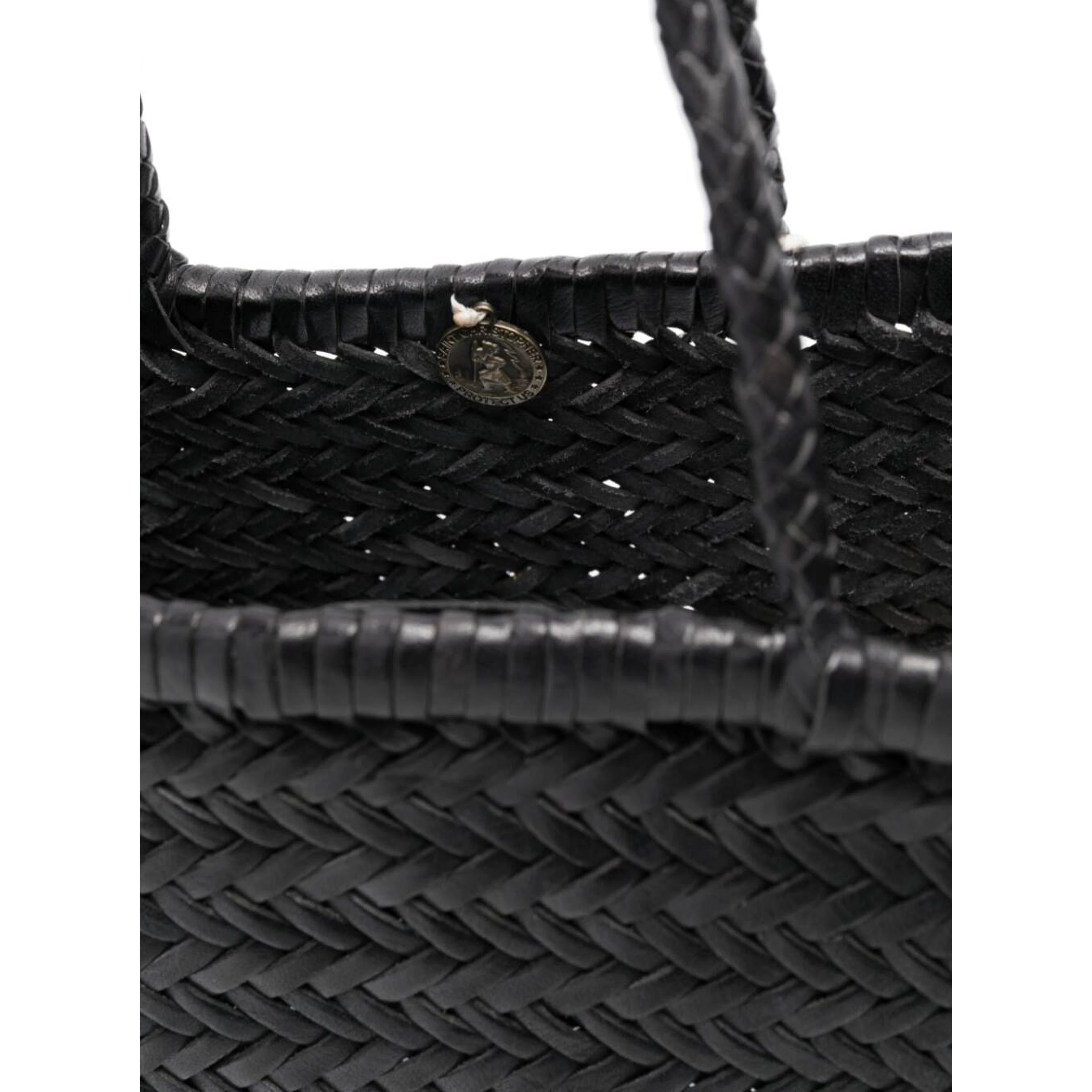 Small Tote Bag Triple Jump in Black Woven Leather Woman
