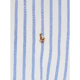 Shirt with Pony Embroidery on the Front and All-Over Stripe Motif in Light Blue for Men