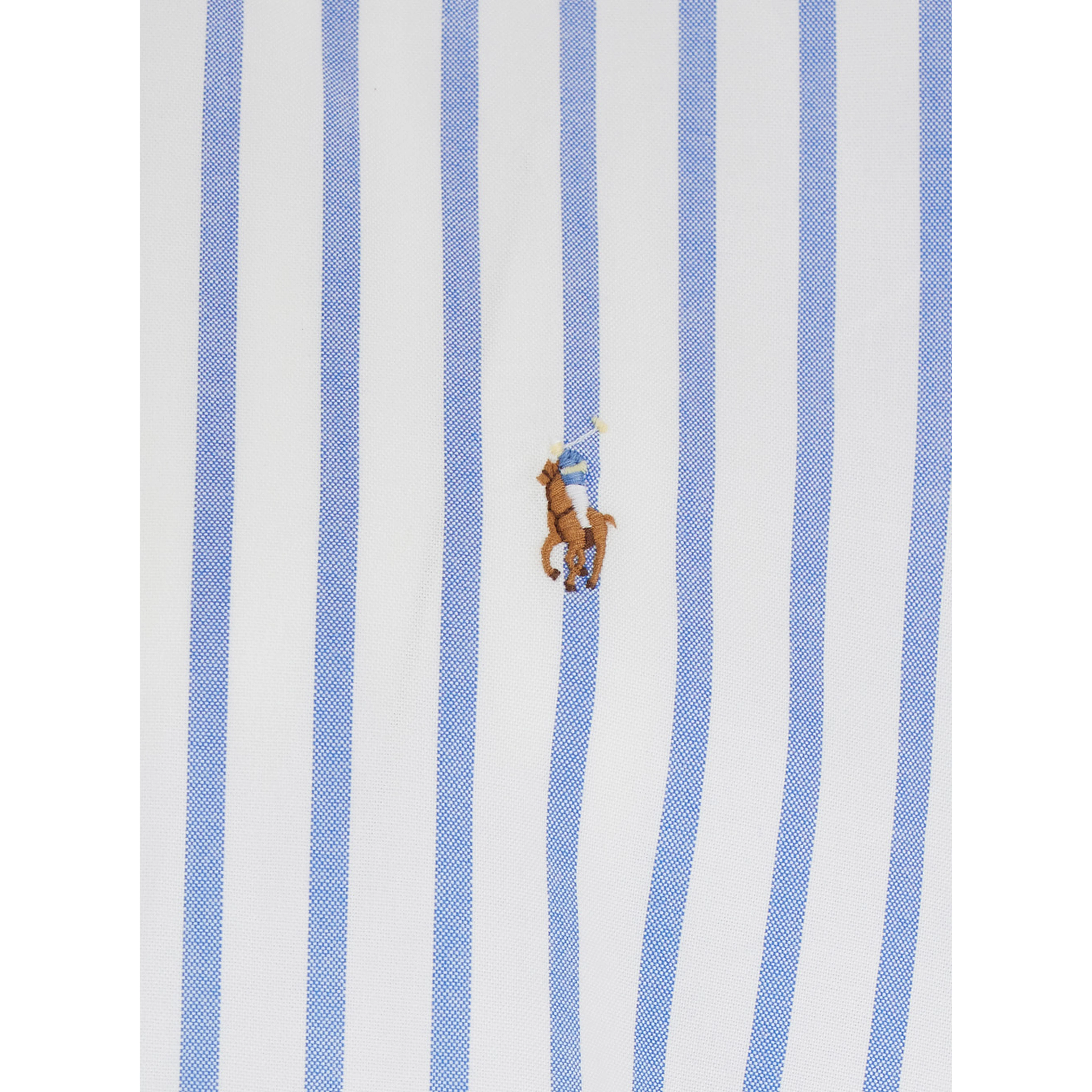 Shirt with Pony Embroidery on the Front and All-Over Stripe Motif in Light Blue for Men