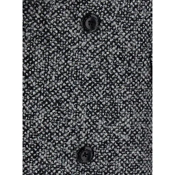 Black Double-Breasted Coat with Front Buttons in Blend Wool Men