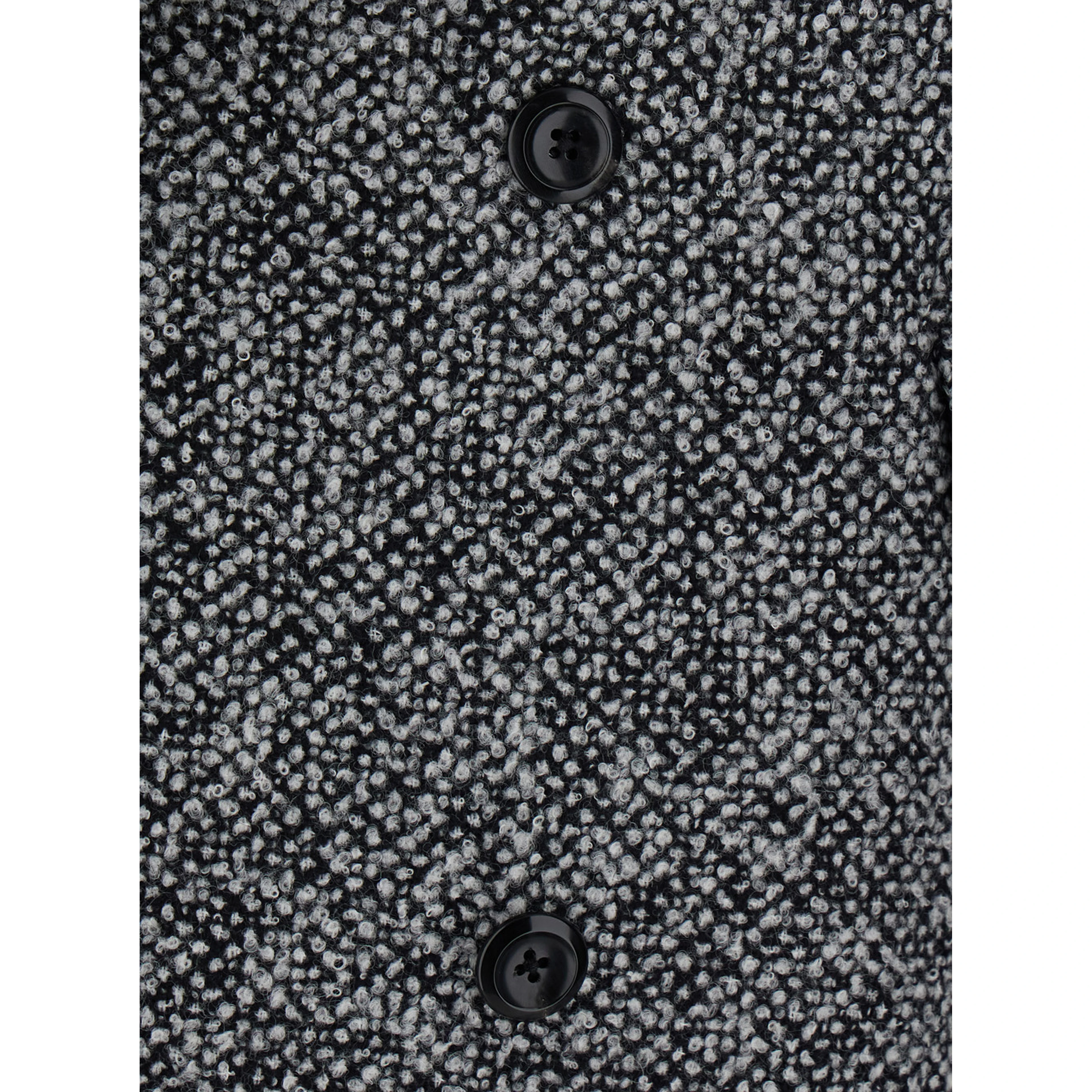 Black Double-Breasted Coat with Front Buttons in Blend Wool Men