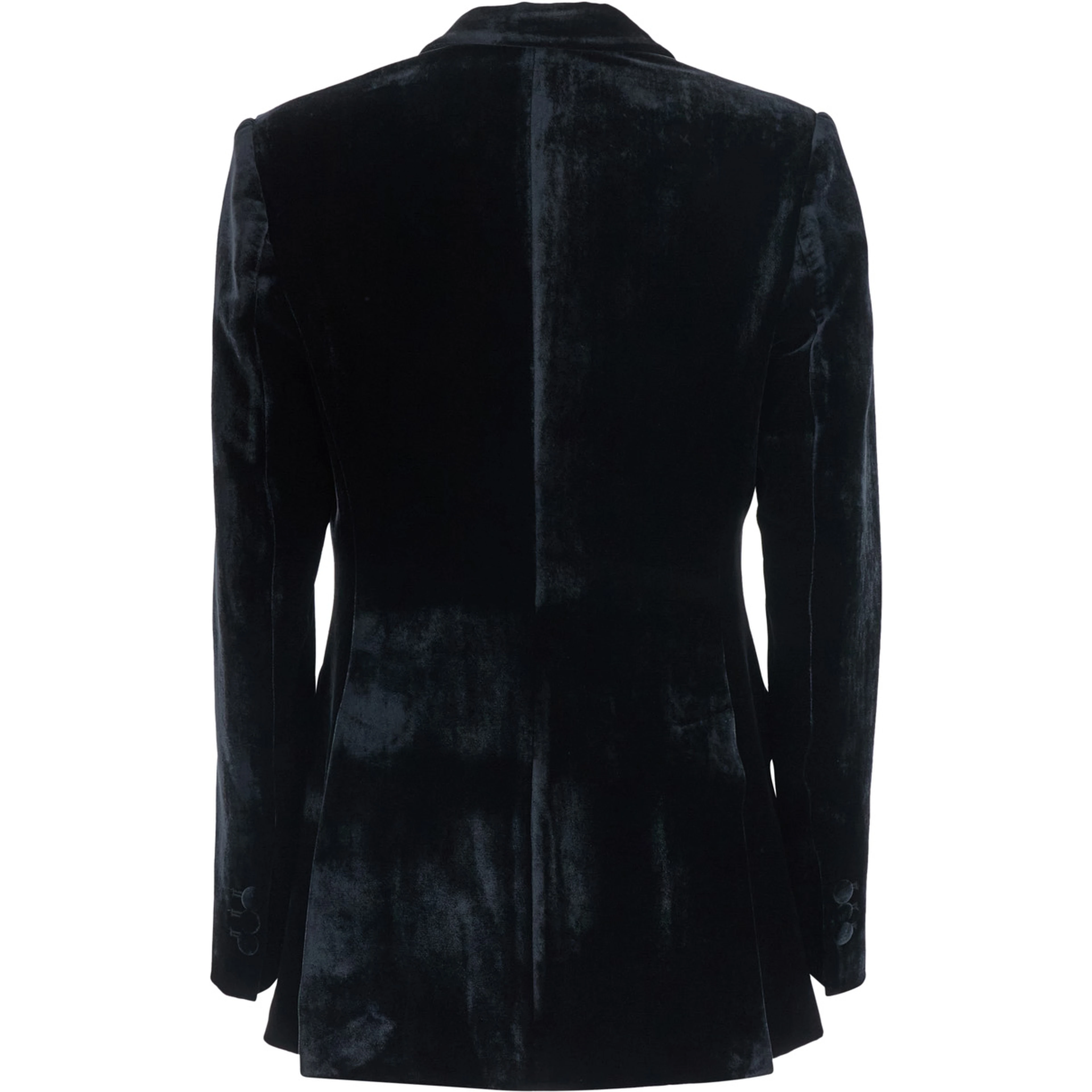 Black Double-Breasted Jacket with Peak Revers in Velvet for Women