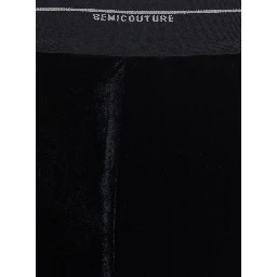 Velvet pants with pockets and straight hems, in velvet, black, women