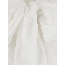 white Shirt with front knot and striped motif in cotton for women