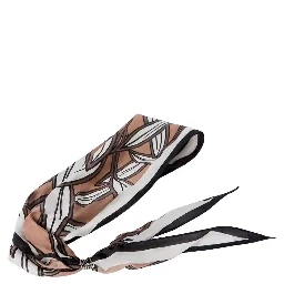 Brown scarf with all-over motif in silk for women