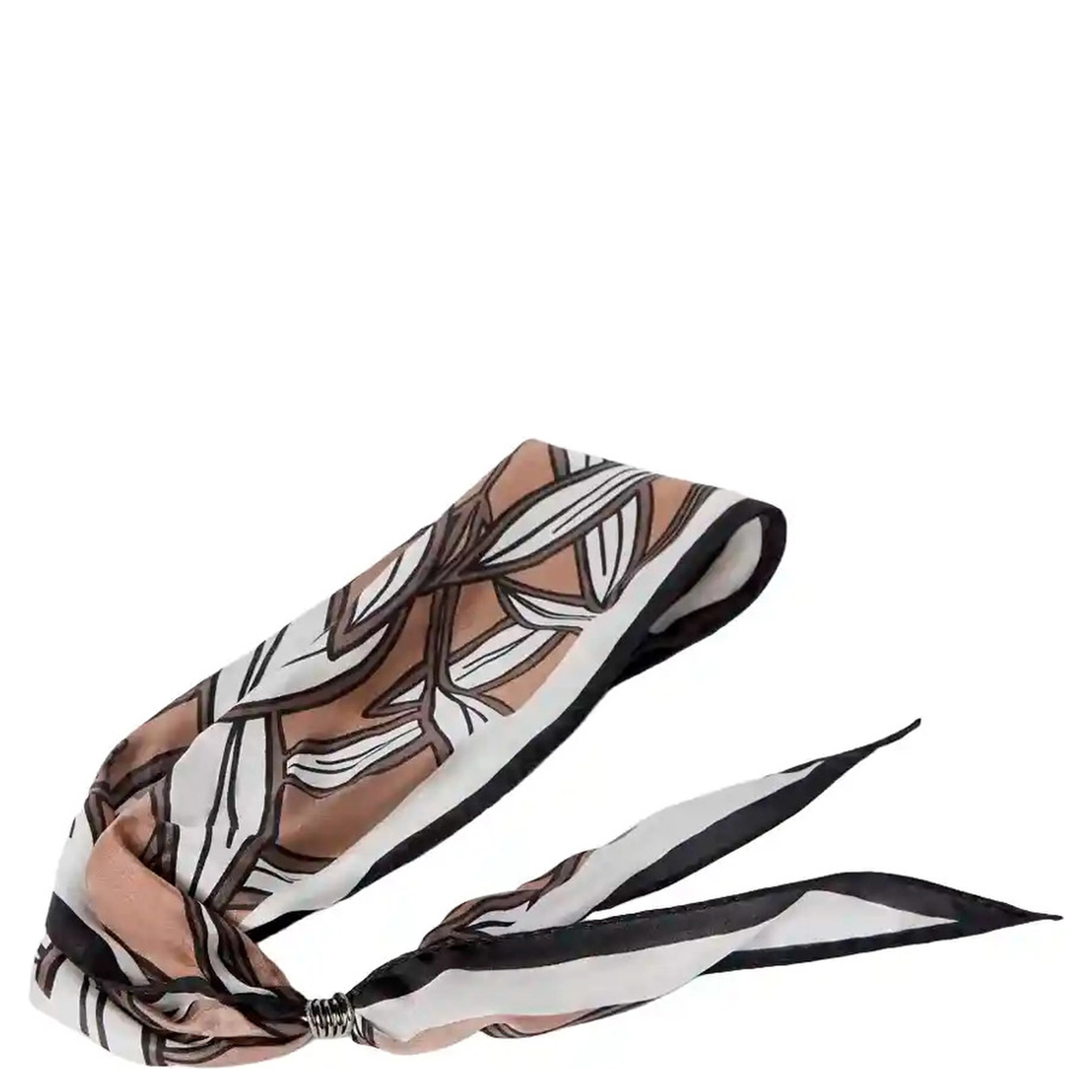 Brown scarf with all-over motif in silk for women