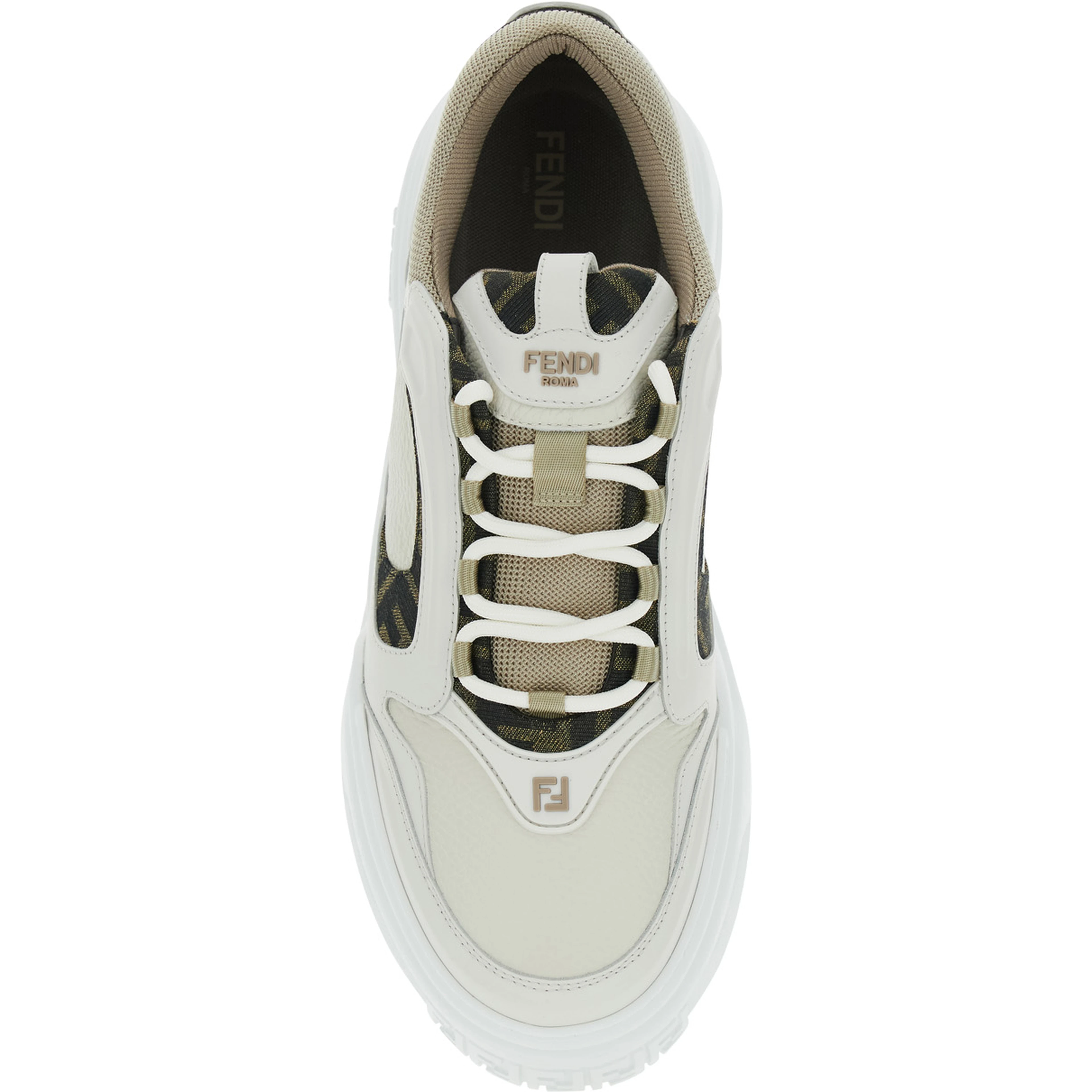Sneaker Force with FF Jacquard Details and Chunky Leather Sole White Men
