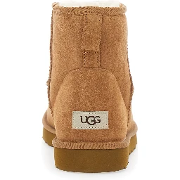 Boots Classic Mini with Logo Patch on the Back and Fur Lining in Brown Suede for Men