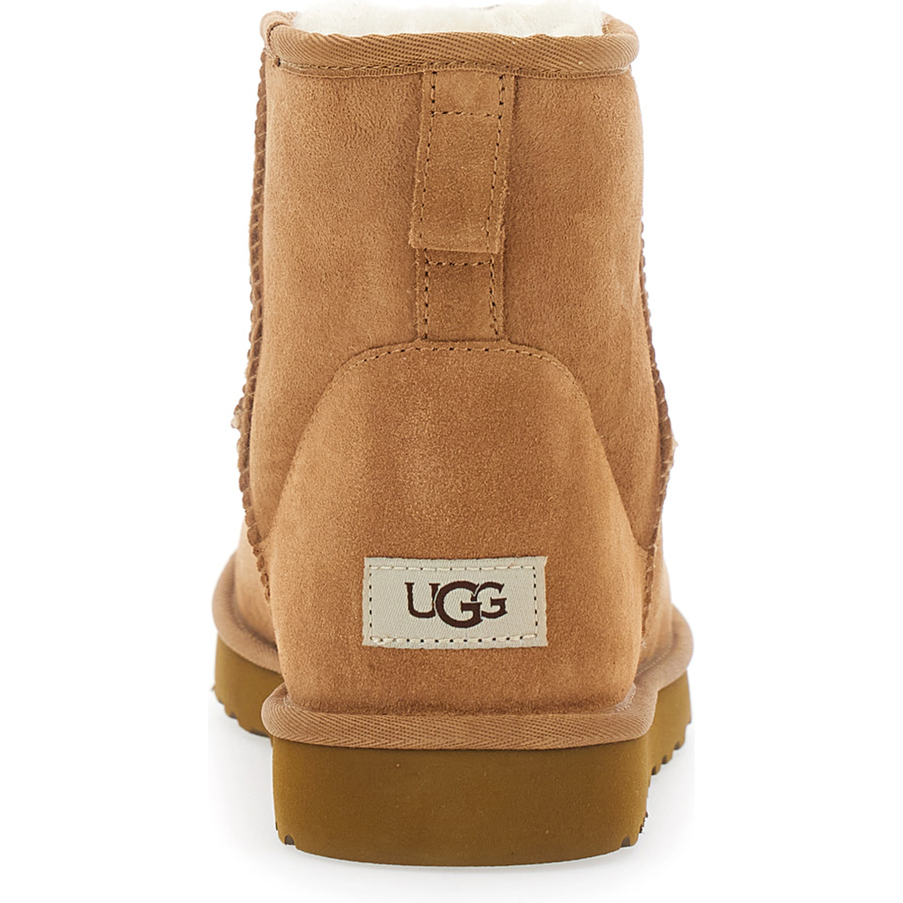 Boots Classic Mini with Logo Patch on the Back and Fur Lining in Brown Suede for Men