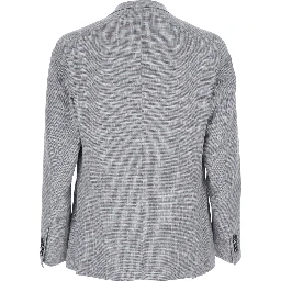 Gray Single-breasted Jacket with Notched Revers in Fabric for Men