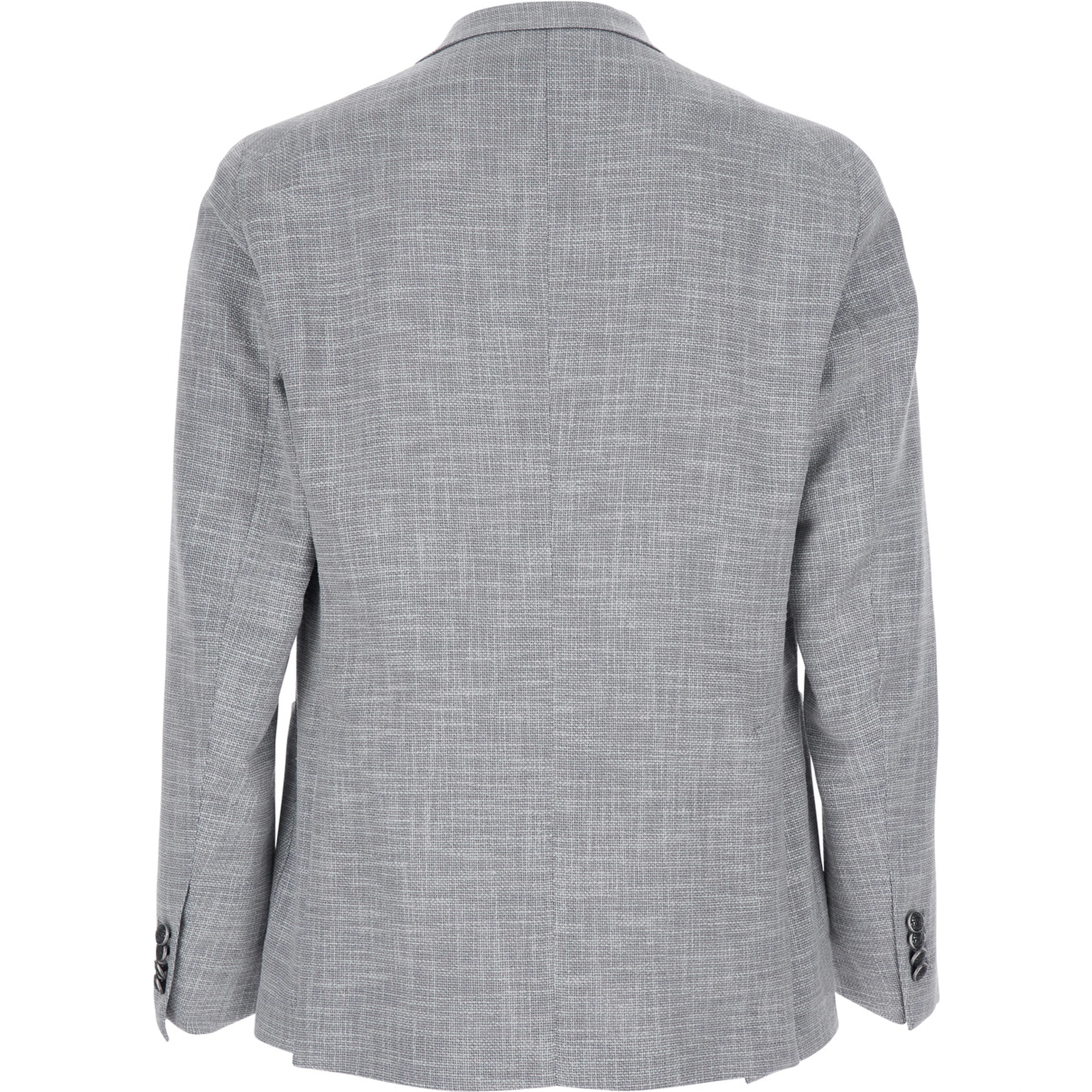 Gray Single-breasted Jacket with Notched Revers in Fabric for Men