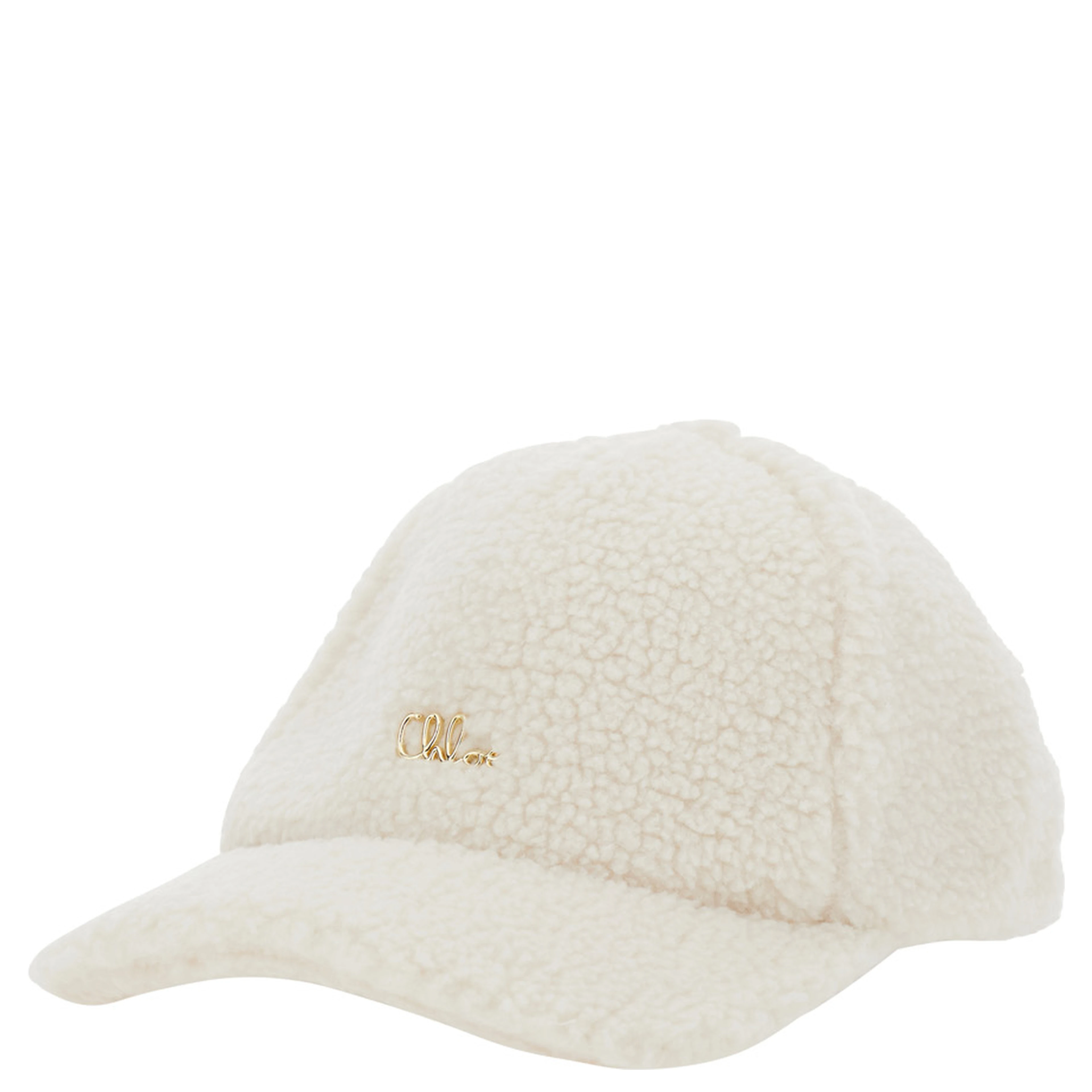 White Baseball Cap with logo plaque on the front in eco fur Girl