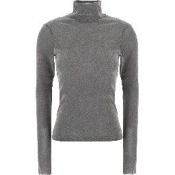 MATILDE Grey Sweater with high collar and long sleeves in cotton for women