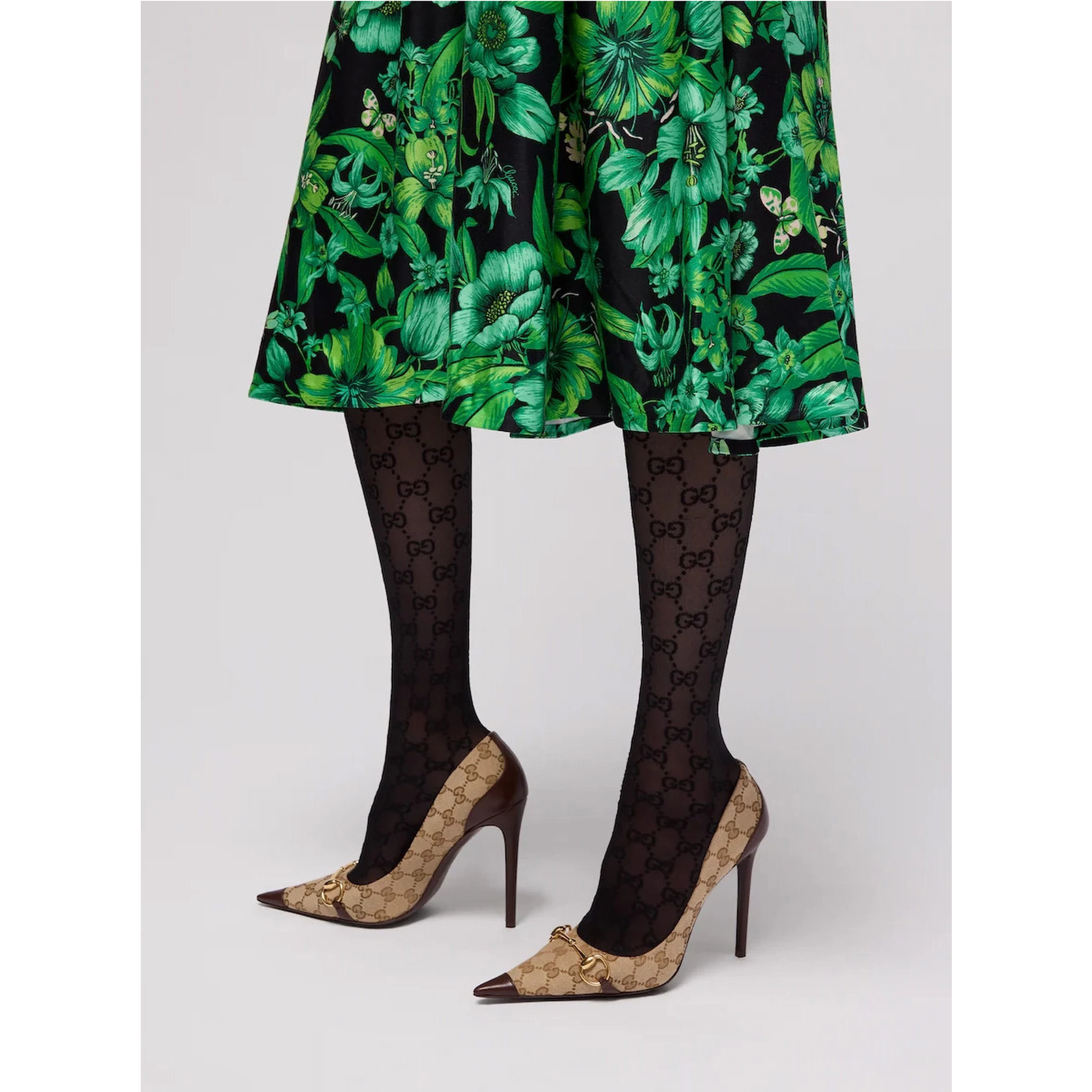 Black tights with all-over GG motif in Tech Fabric women