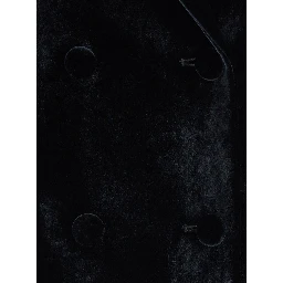 Black Double-Breasted Jacket with Peak Revers in Velvet for Women