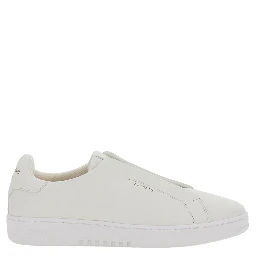 Dice White Low Top Laceless Sneakers with Logo Lettering on the Back in Leather for Men