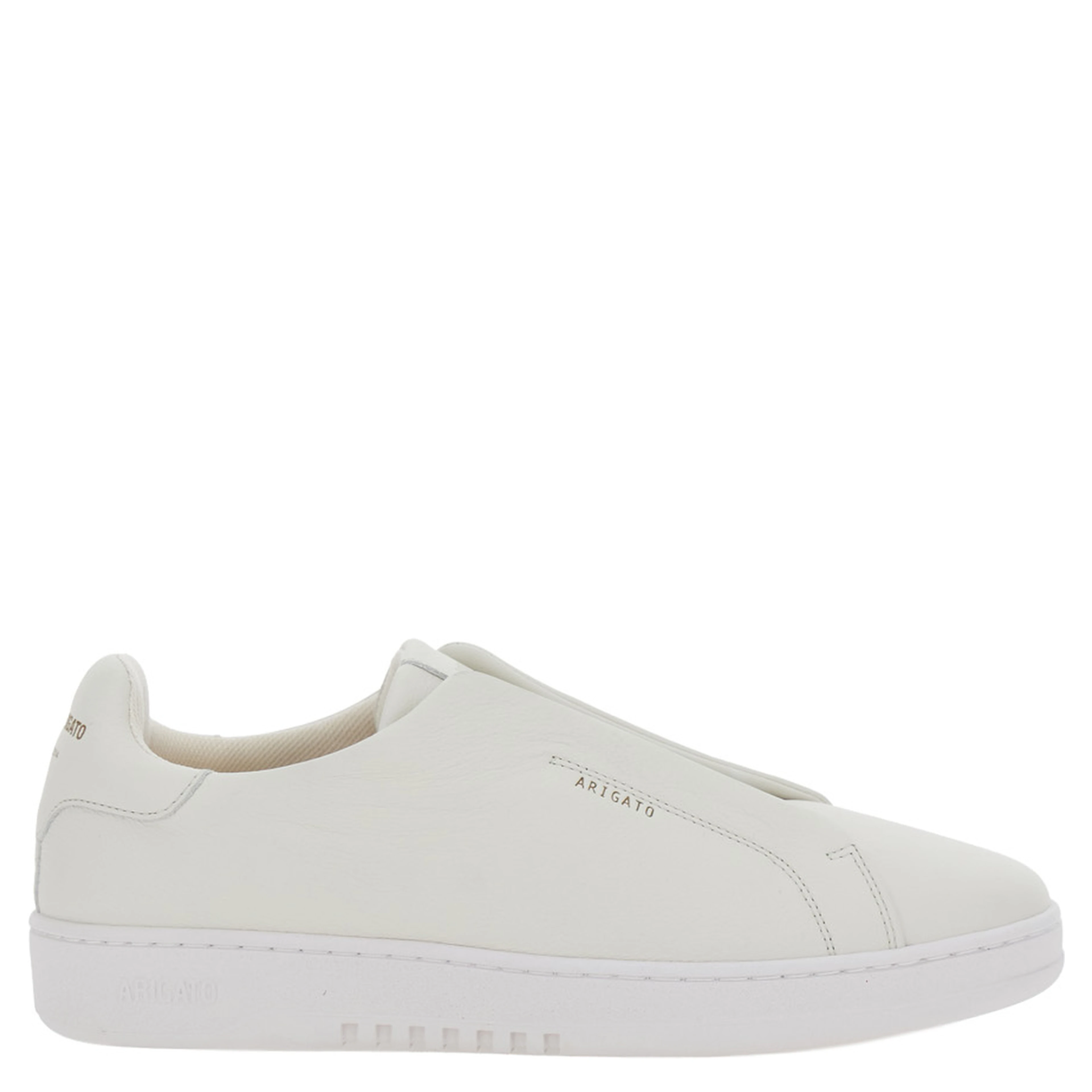 Dice White Low Top Laceless Sneakers with Logo Lettering on the Back in Leather for Men