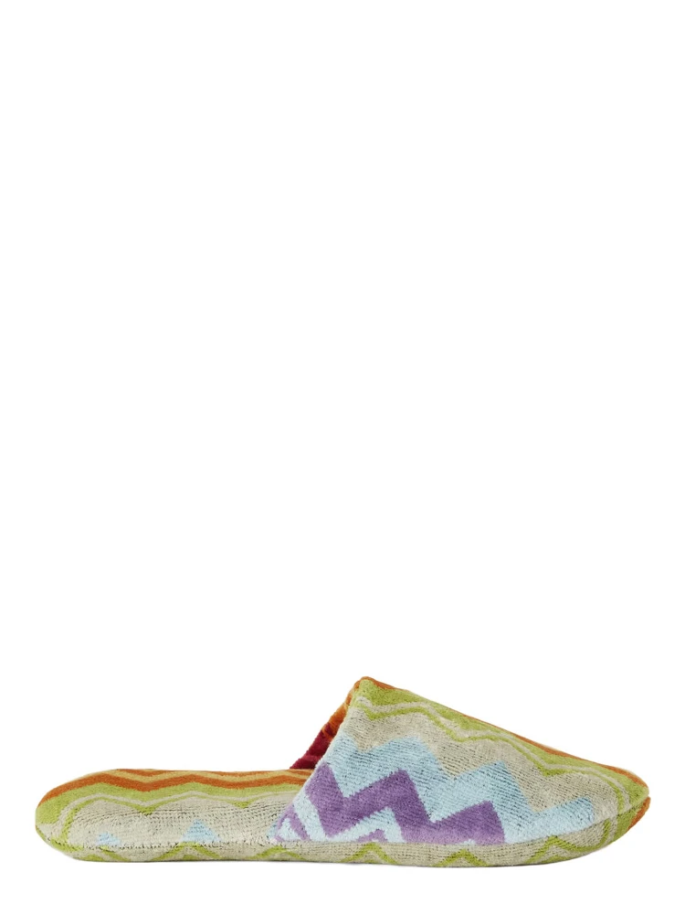 GIACOMO multicolor Slippers with all-over Zig-Zag motif in cotton blend home