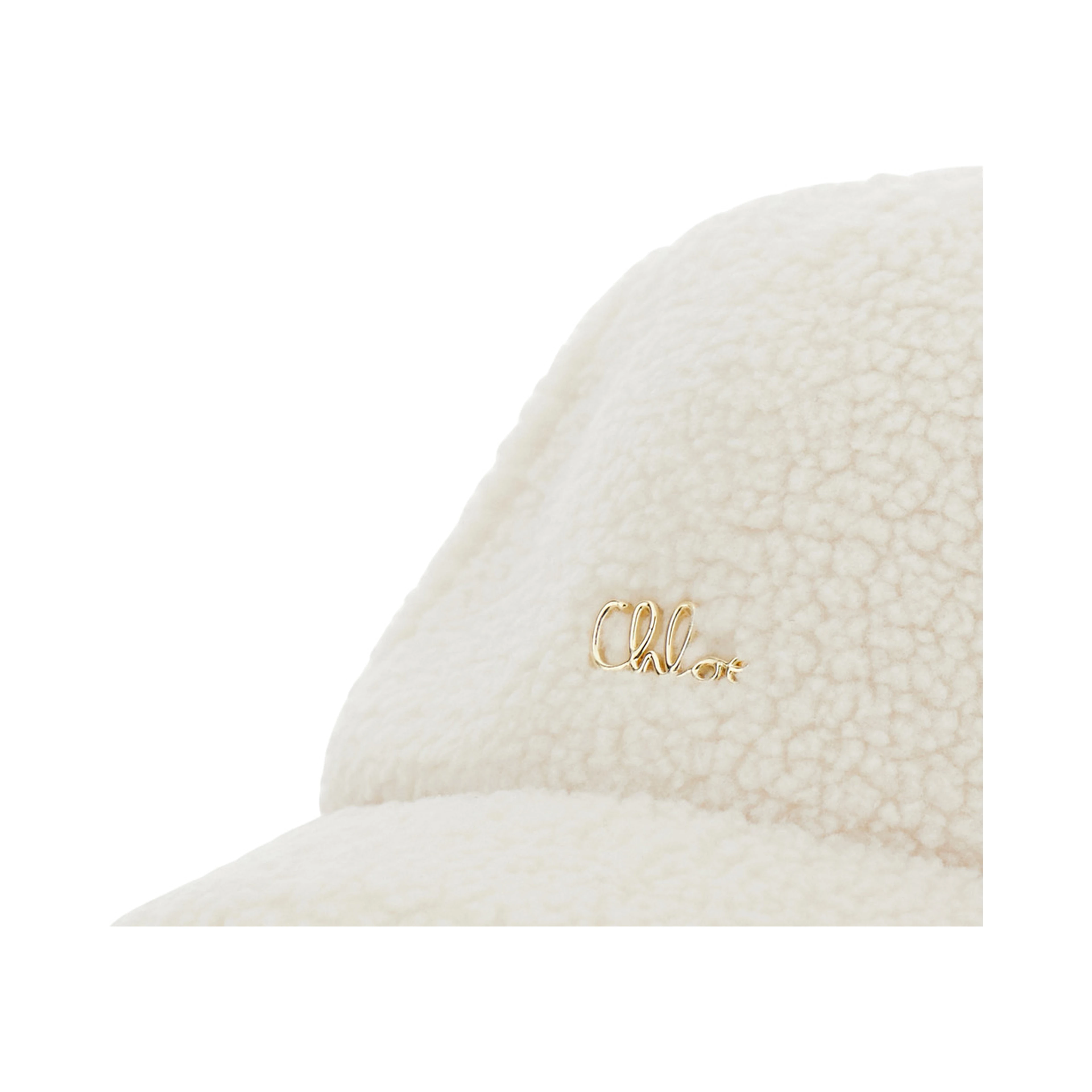 White Baseball Cap with logo plaque on the front in eco fur Girl