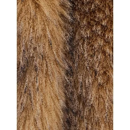 brown Jacket in with round collar and long sleeves in synthetic fur women