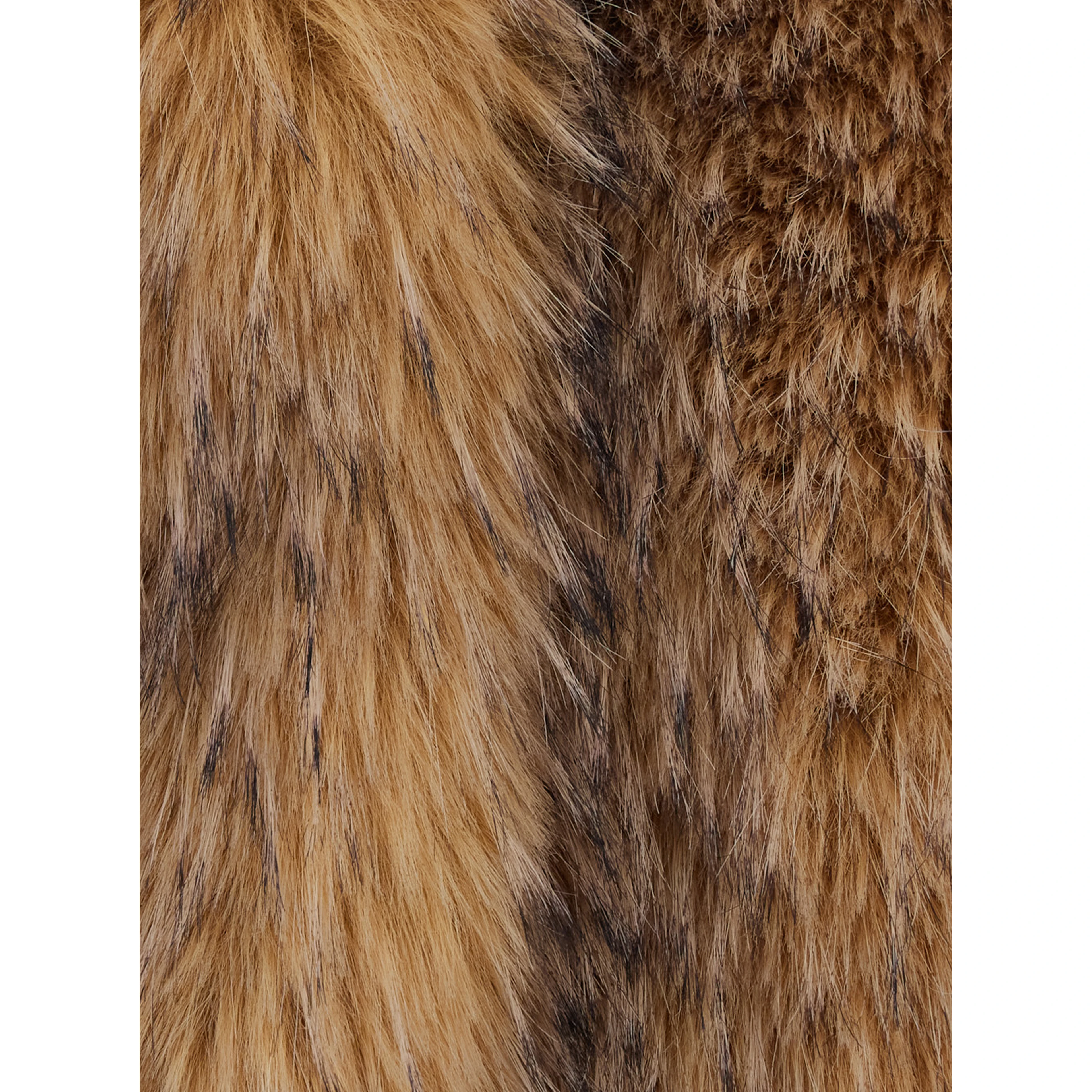 brown Jacket in with round collar and long sleeves in synthetic fur women