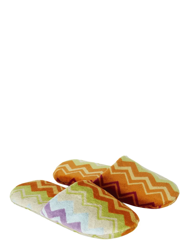 GIACOMO multicolor Slippers with all-over Zig-Zag motif in cotton blend home alternative