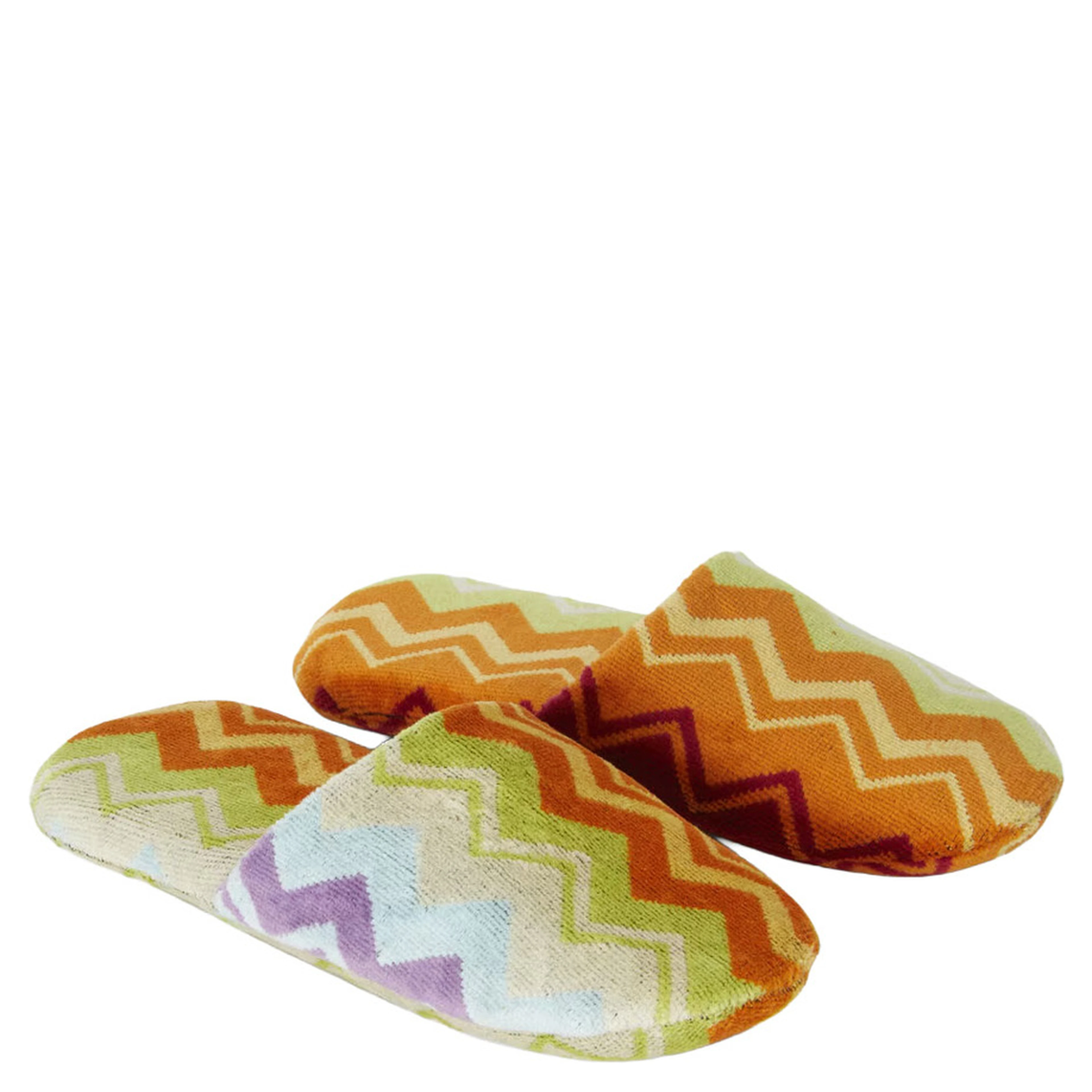 GIACOMO multicolor Slippers with all-over Zig-Zag motif in cotton blend home