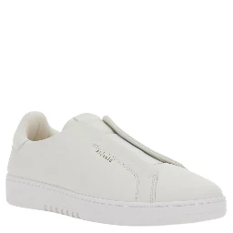 Dice White Low Top Laceless Sneakers with Logo Lettering on the Back in Leather for Men