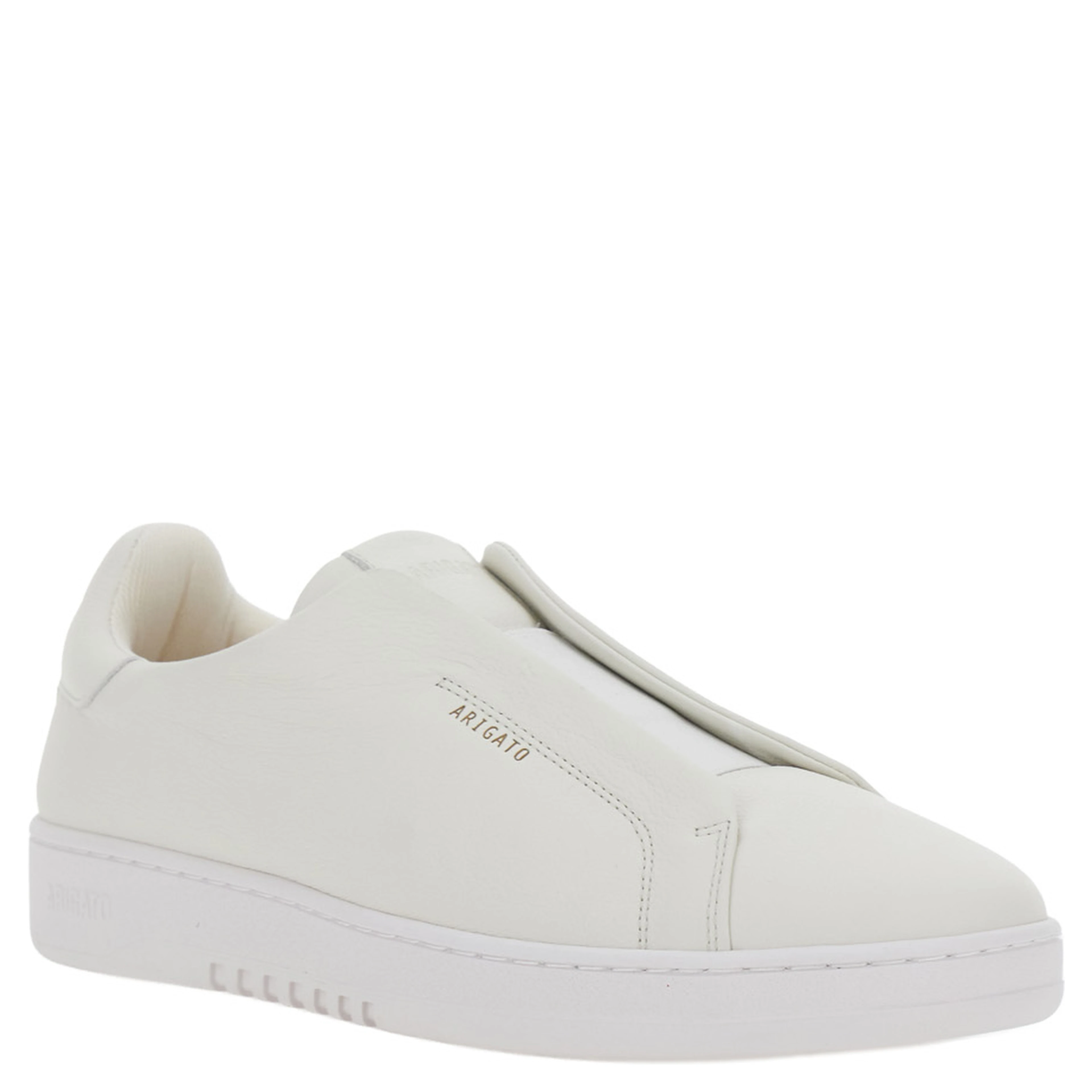 Dice White Low Top Laceless Sneakers with Logo Lettering on the Back in Leather for Men