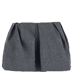 Grey pleated mini skirt in wool and fabric for women