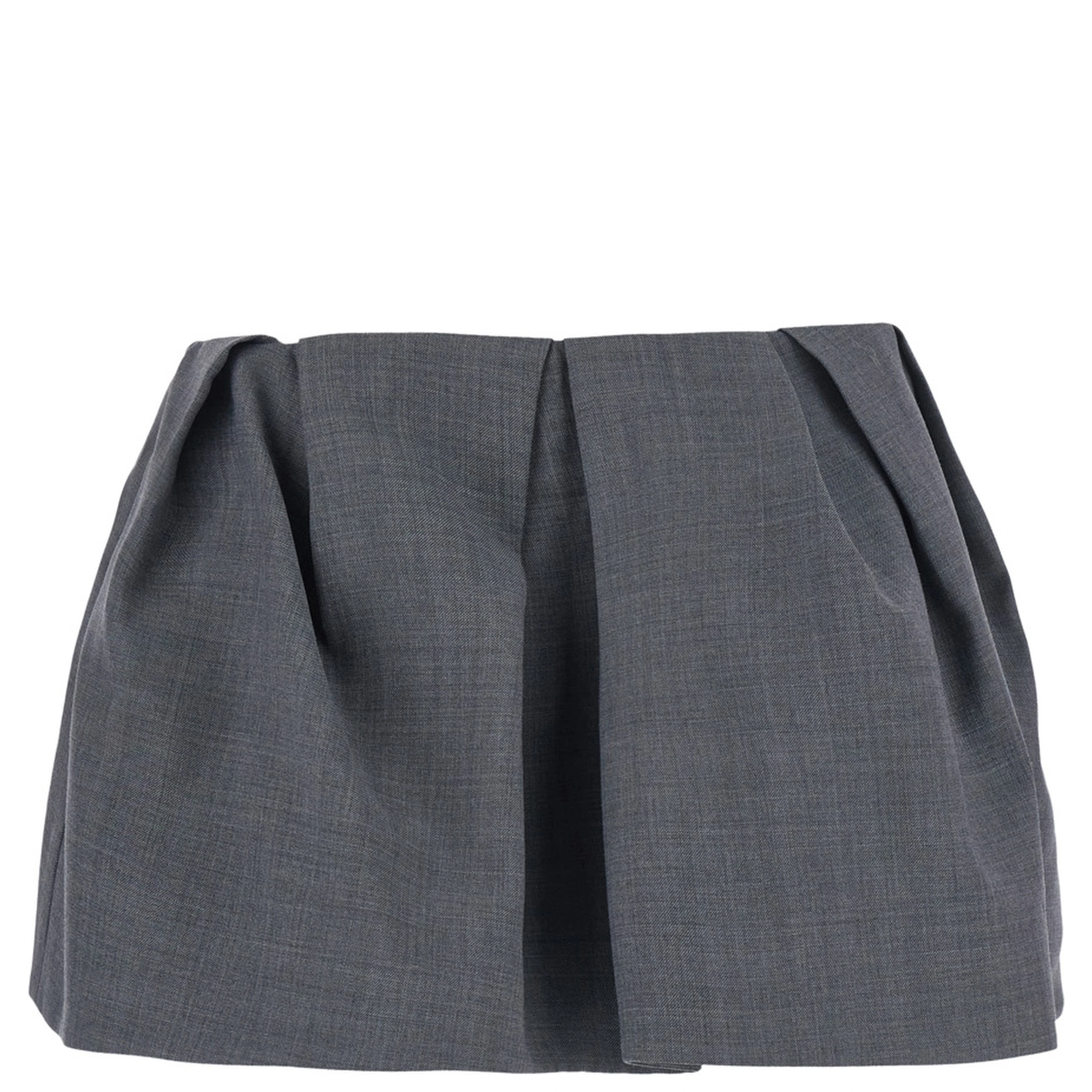 Grey pleated mini skirt in wool and fabric for women
