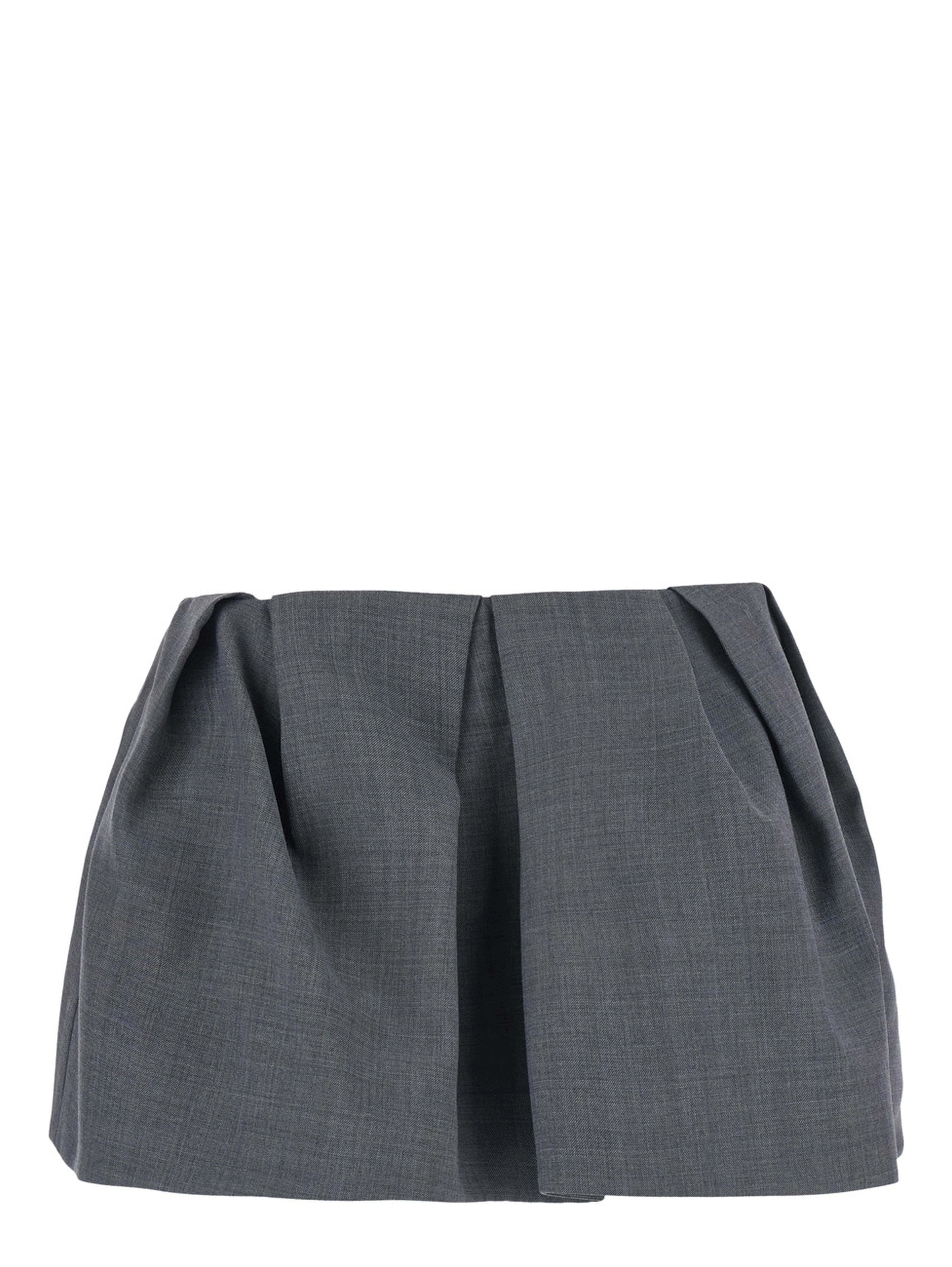 Grey pleated mini skirt in wool and fabric for women