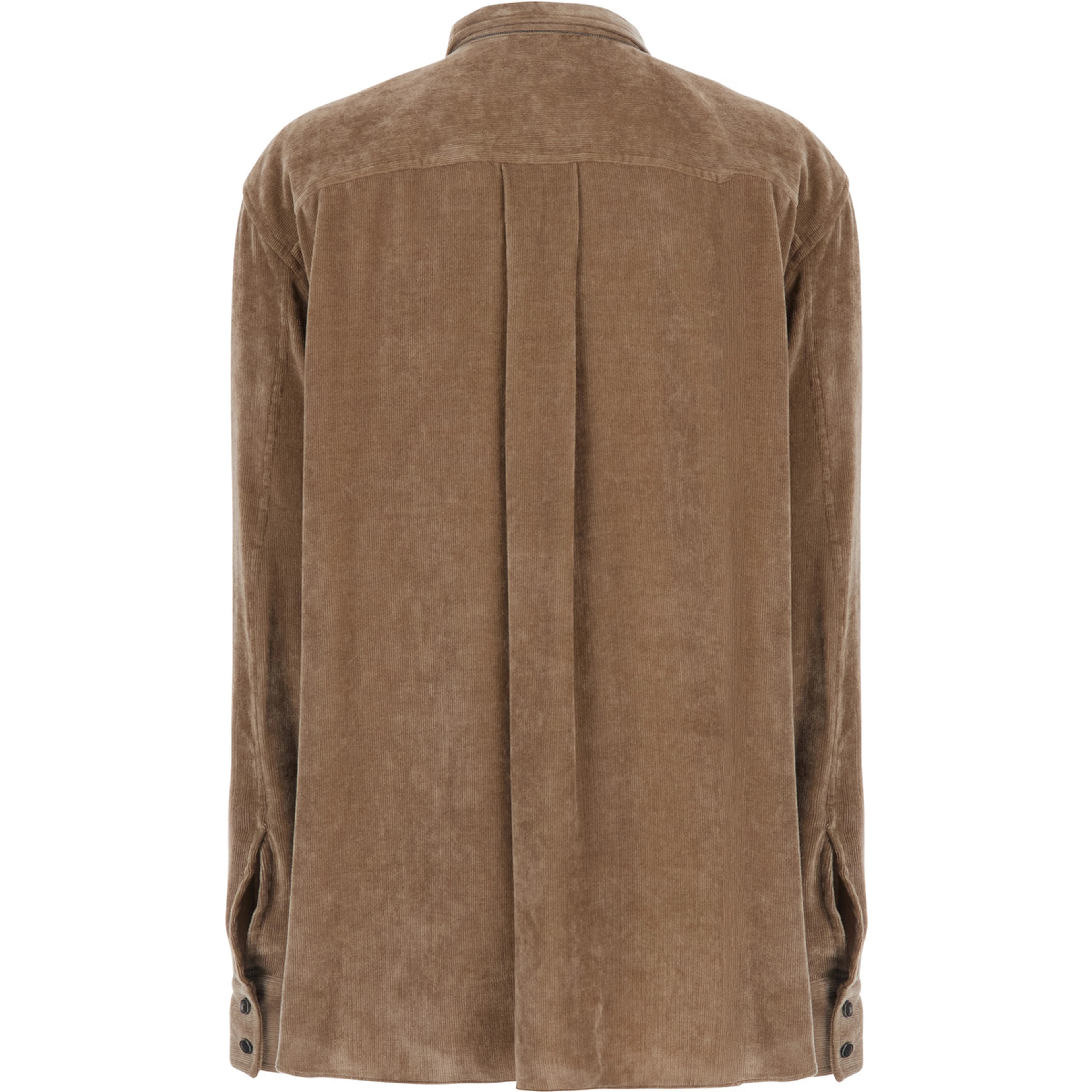 Beige shirt with classic collar in corduroy for women
