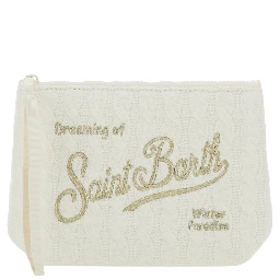 White tricot and cotton pouch for girl