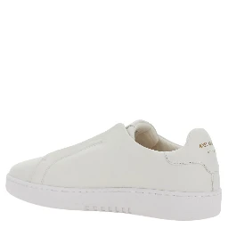 Dice White Low Top Laceless Sneakers with Logo Lettering on the Back in Leather for Men