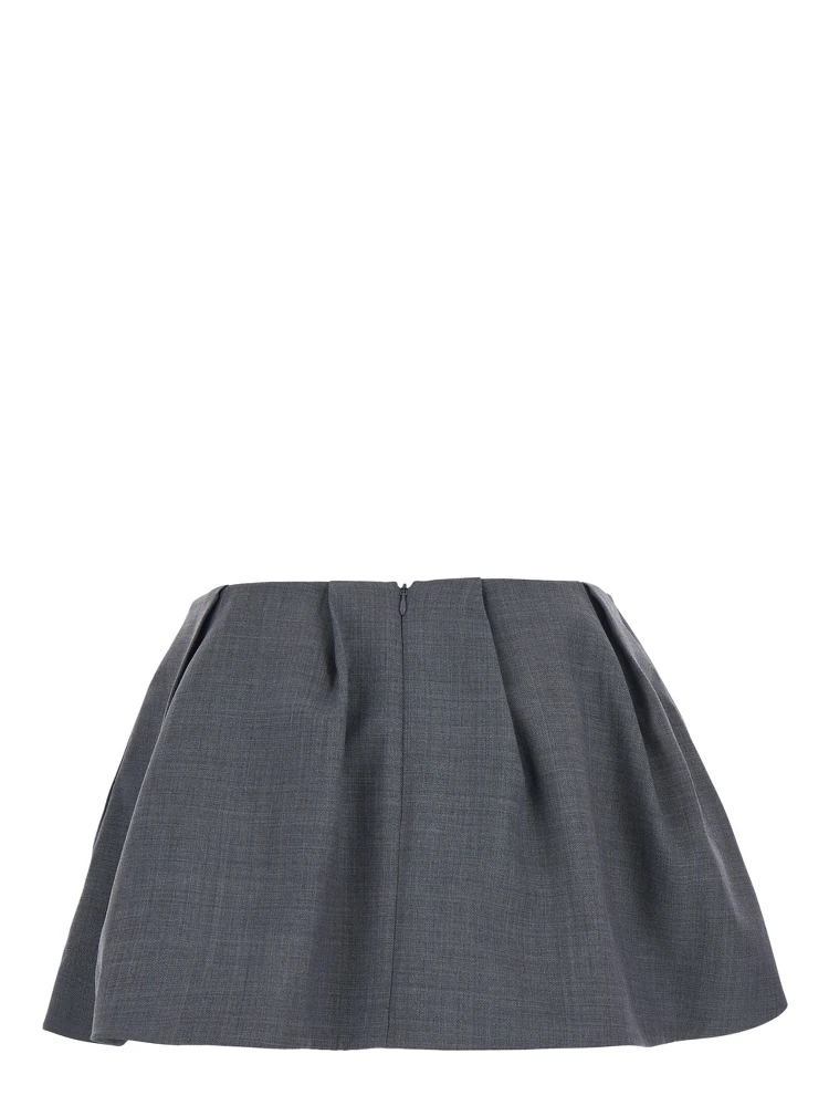 Grey pleated mini skirt in wool and fabric for women alternative