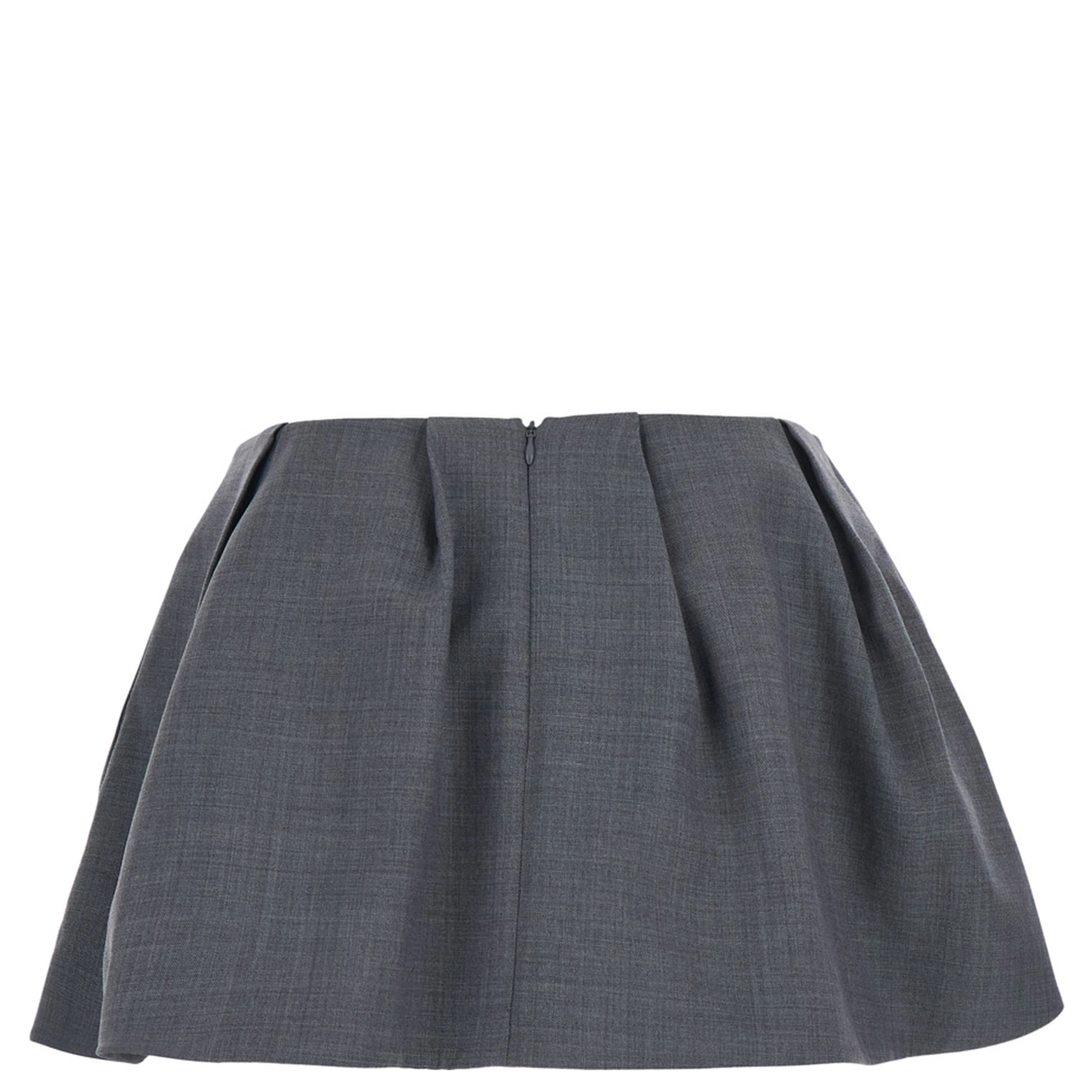 Grey pleated mini skirt in wool and fabric for women
