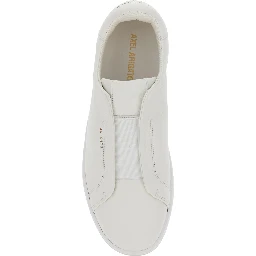 Dice White Low Top Laceless Sneakers with Logo Lettering on the Back in Leather for Men