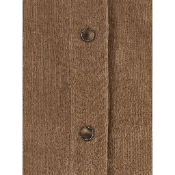 Beige shirt with classic collar in corduroy for women