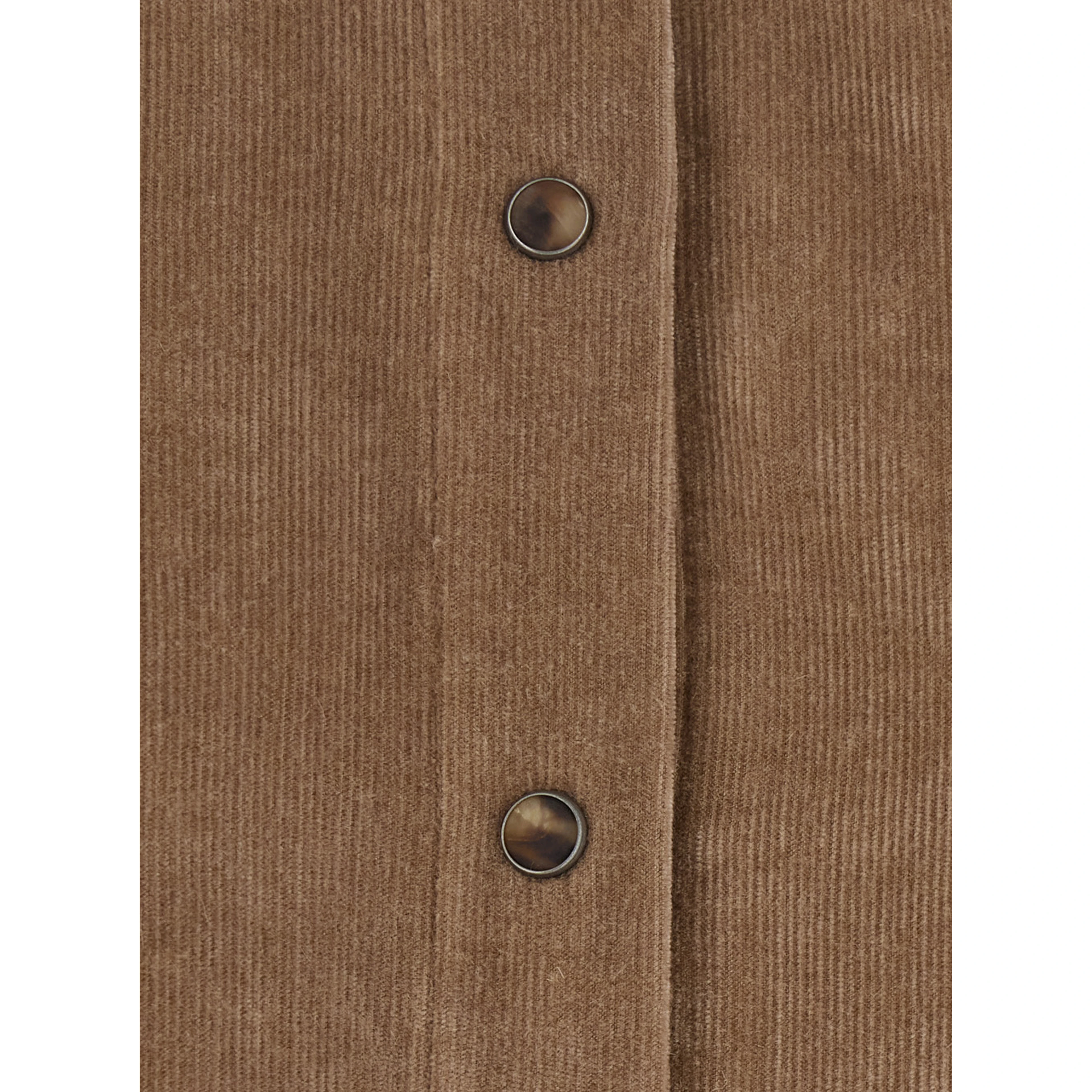 Beige shirt with classic collar in corduroy for women