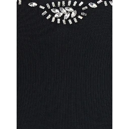RIBBED TOP EMBROIDERY with black cotton and spandex embroidery for women