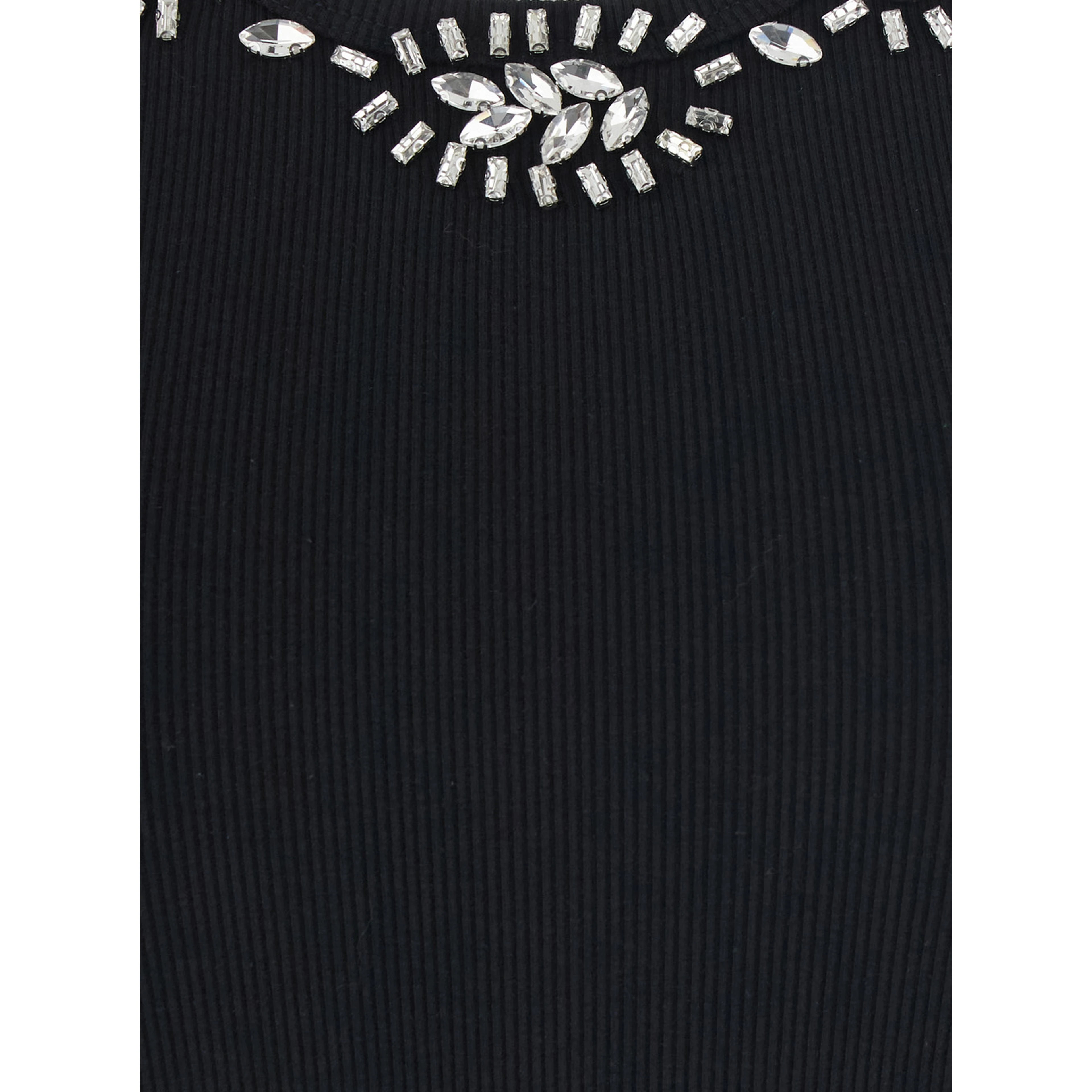RIBBED TOP EMBROIDERY with black cotton and spandex embroidery for women