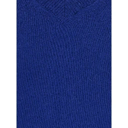 V NECK 12GG Sweater with V-neck and long sleeves in Blue Cashmere for women