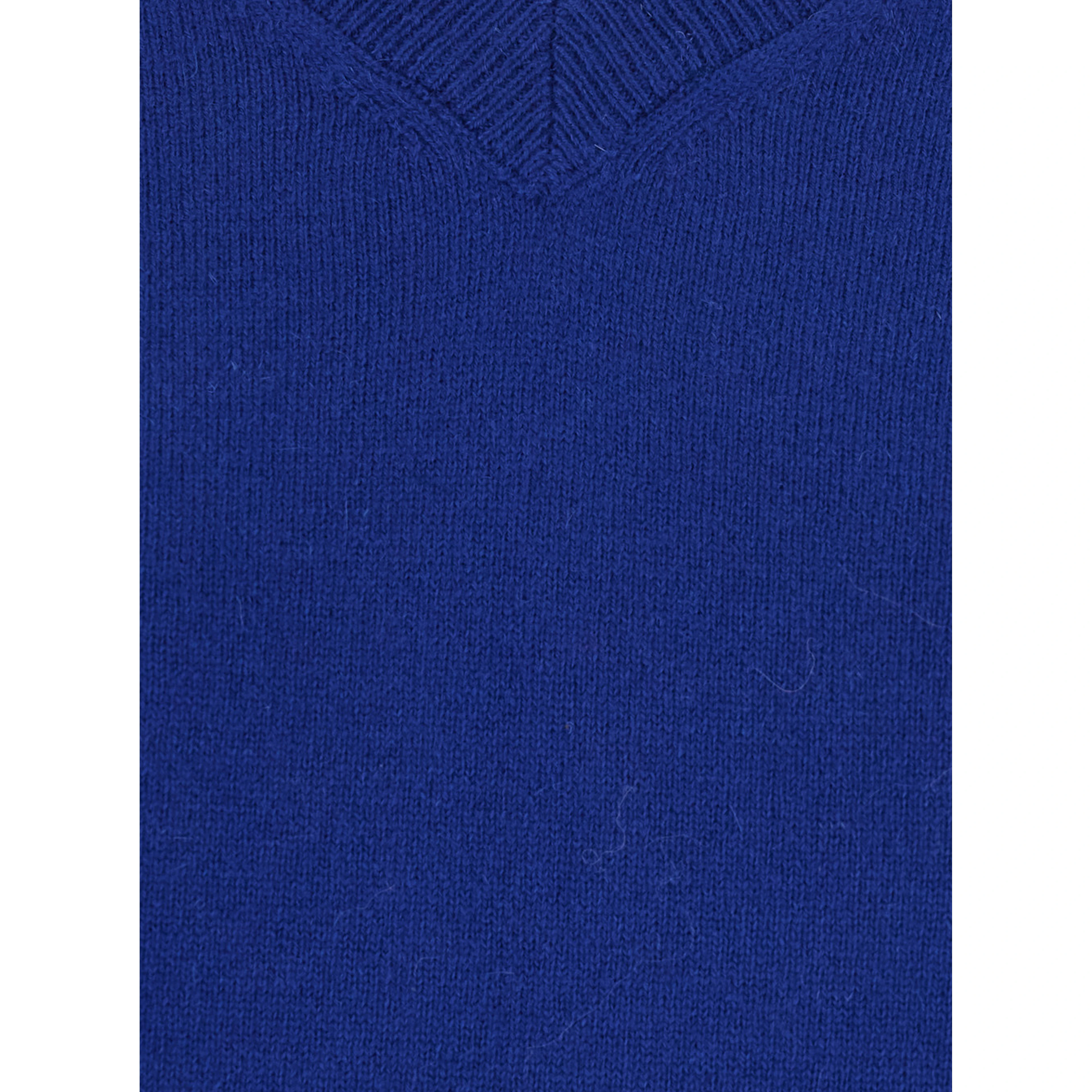 V NECK 12GG Sweater with V-neck and long sleeves in Blue Cashmere for women