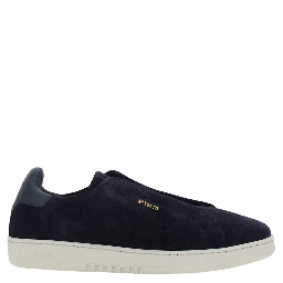 Dice Blue Low Top Laceless Sneakers  with Logo Lettering on the Back in Leather for Men